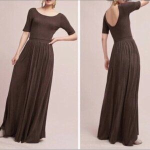 Anthropologie | Bordeaux Dark Gray Short-Sleeve Maxi Dress SP